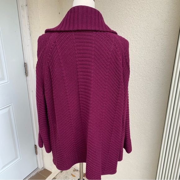 JM COLLECTION. Fucsia Cardigan. Snap. 
2 Buckles. Knit Collared Raglan S… - Picture 3 of 8